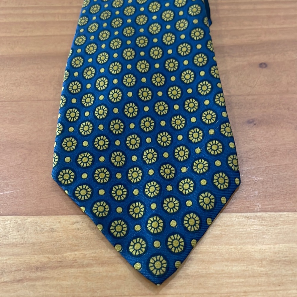 Skinny Christin Dior Tie Blue with Yellow Flowers/polka dots